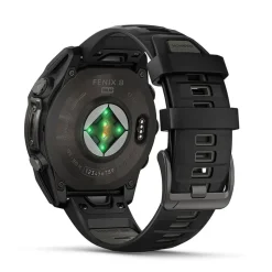 Garmin fenix® 8 Solar 47mm Carbon Grey DLC Titanium Case Black Pebble Gray Silicon Strap Watch
