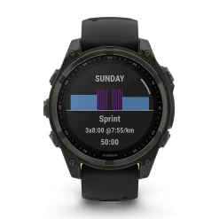 Garmin fenix® 8 Solar 47mm Carbon Grey DLC Titanium Case Black Pebble Gray Silicon Strap Watch