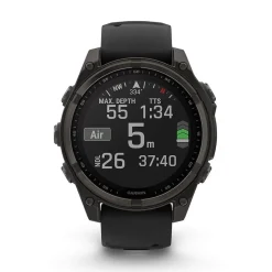Garmin fenix® 8 Solar 47mm Carbon Grey DLC Titanium Case Black Pebble Gray Silicon Strap Watch