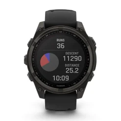 Garmin fenix® 8 Solar 47mm Carbon Grey DLC Titanium Case Black Pebble Gray Silicon Strap Watch