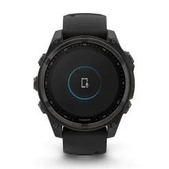 Garmin fenix® 8 Solar 47mm Carbon Grey DLC Titanium Case Black Pebble Gray Silicon Strap Watch