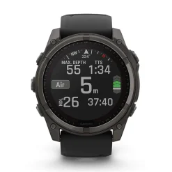 Garmin fenix&reg; 8 Solar 51mm Carbon Grey DLC Titanium Case Black Pebble Gray Silicon Strap Watch