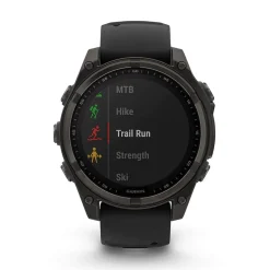 Garmin fenix® 8 Solar 47mm Carbon Grey DLC Titanium Case Black Pebble Gray Silicon Strap Watch