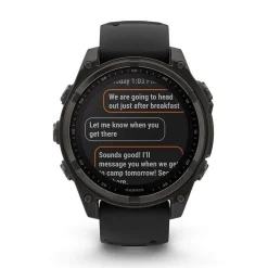 Garmin fenix® 8 Solar 47mm Carbon Grey DLC Titanium Case Black Pebble Gray Silicon Strap Watch
