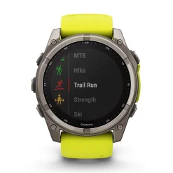 Garmin fenix® 8 Solar Sapphire 51mm Titanium Case Amp Yellow & Graphite Silicone Strap Watch