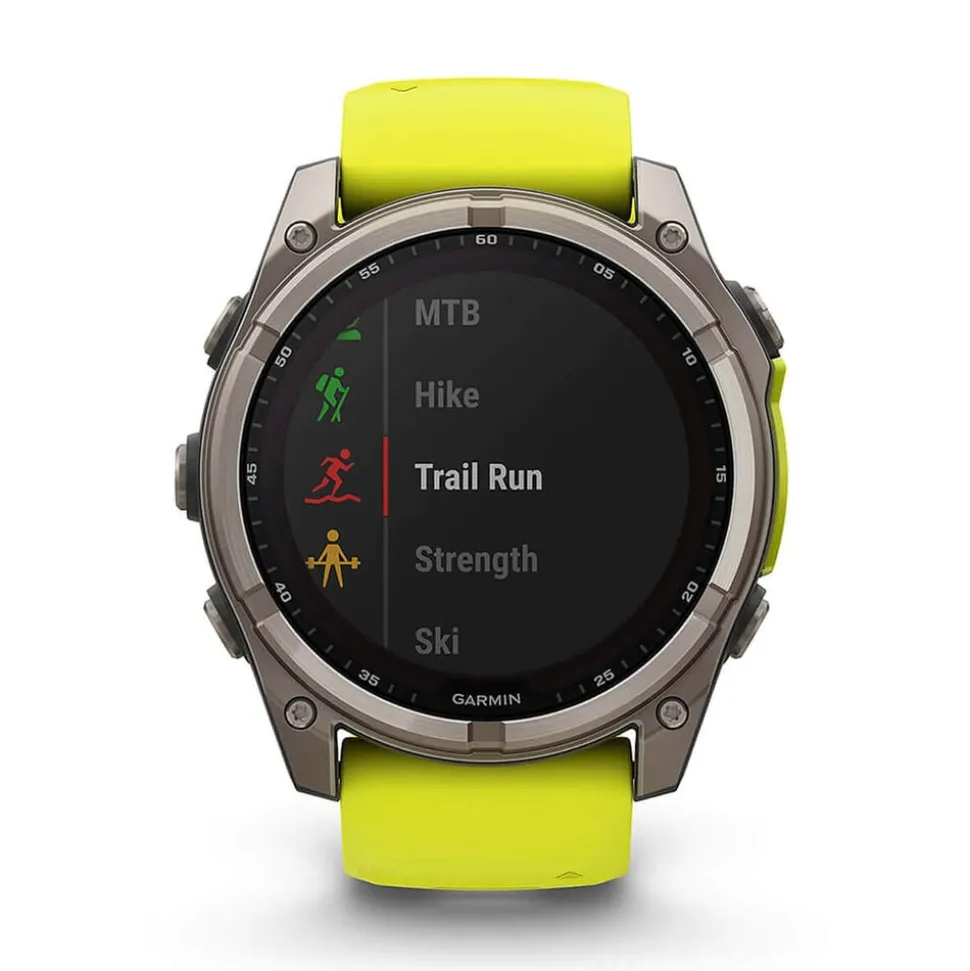 Garmin fenix® 8 Solar Sapphire 51mm Titanium Case Amp Yellow & Graphite Silicone Strap Watch