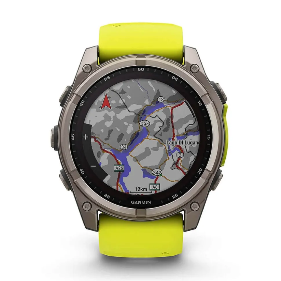 Garmin fenix® 8 Solar Sapphire 51mm Titanium Case Amp Yellow & Graphite Silicone Strap Watch