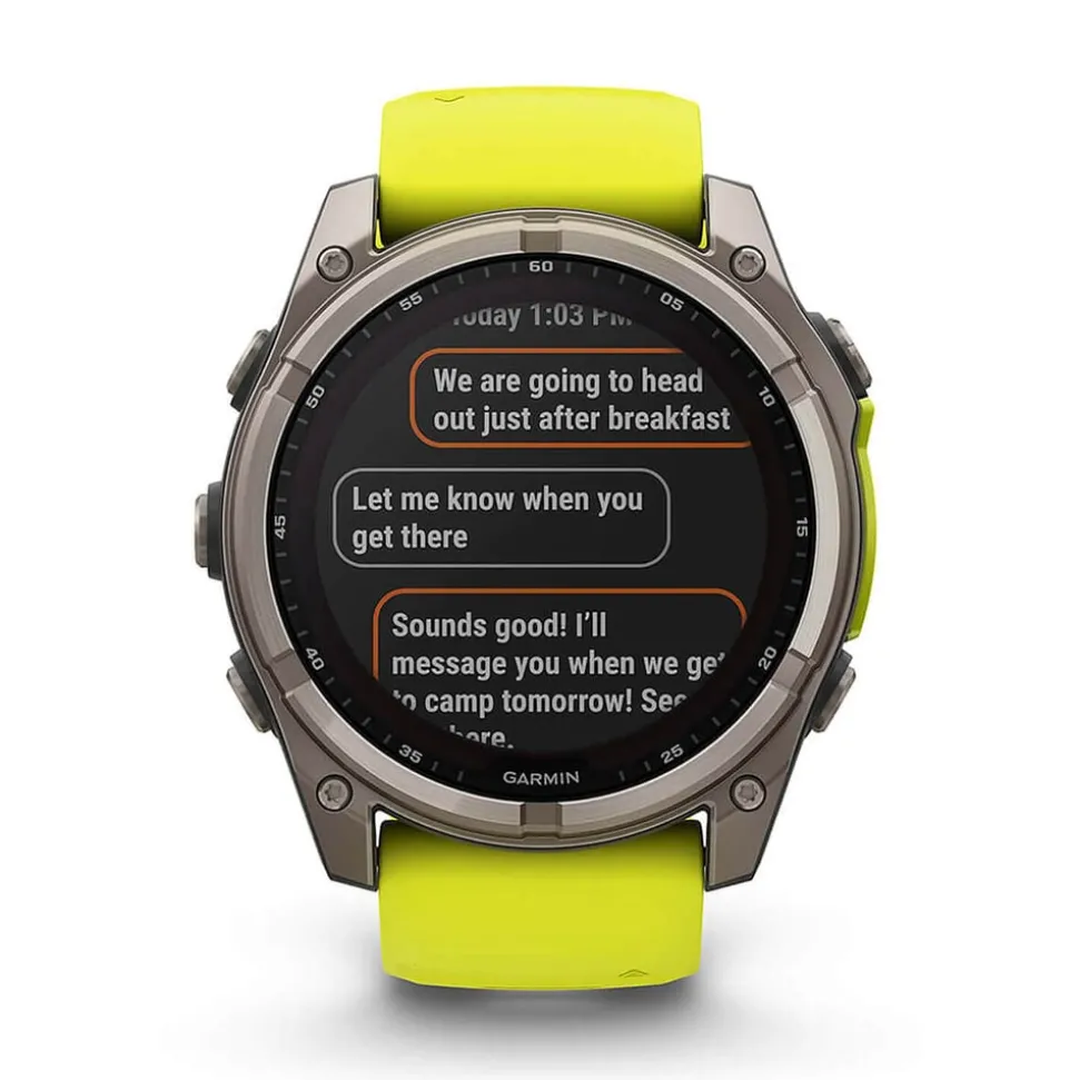 Garmin fenix® 8 Solar Sapphire 51mm Titanium Case Amp Yellow & Graphite Silicone Strap Watch