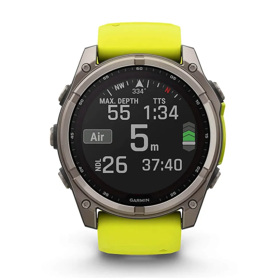 Garmin fenix® 8 Solar Sapphire 51mm Titanium Case Amp Yellow & Graphite Silicone Strap Watch