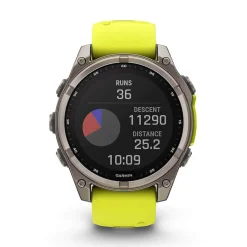 Garmin fenix&reg; 8 Solar Sapphire 47mm Titanium Case Amp Yellow & Graphite Silicone Strap Watch