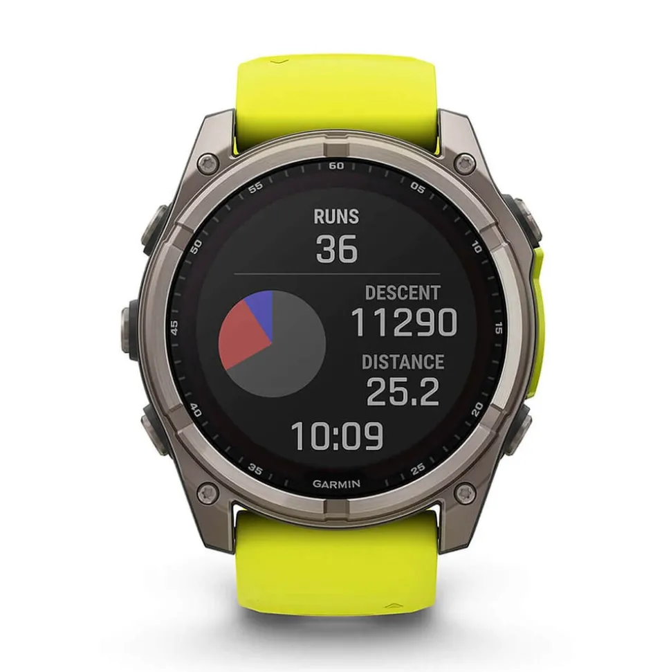 Garmin fenix® 8 Solar Sapphire 51mm Titanium Case Amp Yellow & Graphite Silicone Strap Watch