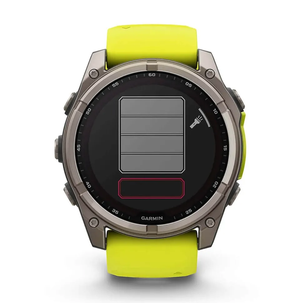 Garmin fenix® 8 Solar Sapphire 51mm Titanium Case Amp Yellow & Graphite Silicone Strap Watch