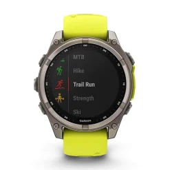 Garmin fenix&reg; 8 Solar Sapphire 47mm Titanium Case Amp Yellow & Graphite Silicone Strap Watch