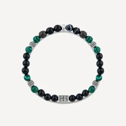 Gents Malachite/Tiger- Eye Agate Bead Bracelet