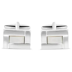 Gents Silver-Plated Mother of Pearl Cufflinks