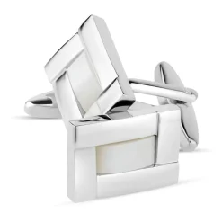 Gents Silver-Plated Mother of Pearl Cufflinks