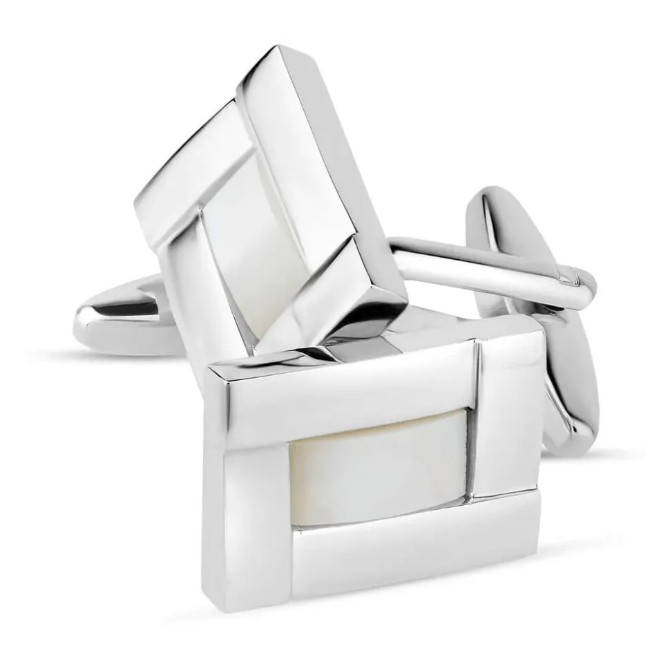 Gents Silver-Plated Mother of Pearl Cufflinks