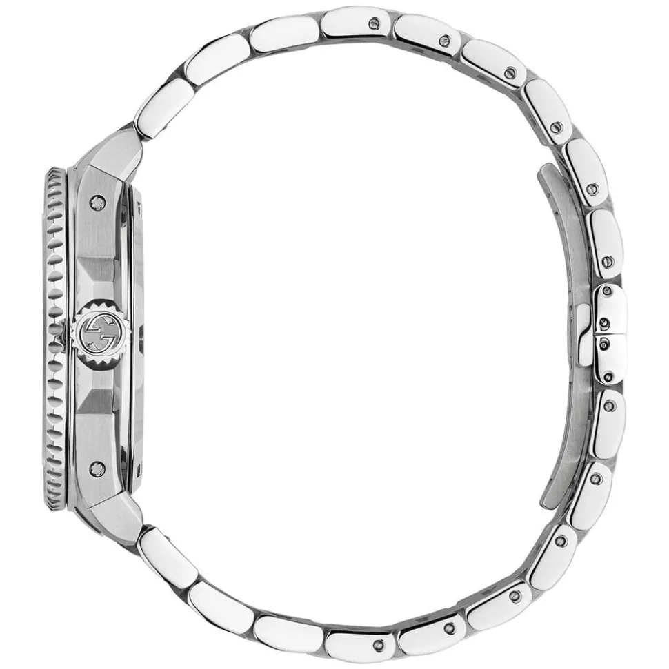 Gucci Dive 40mm Silver Dial Steel Bezel Bracelet Watch