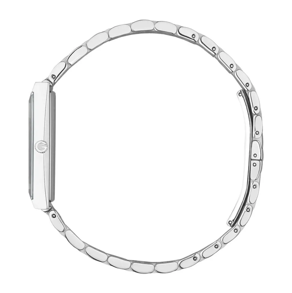 Gucci G-Frame 14x34mm Pink Dial Diamond Dots Stainless Steel Bracelet Watch