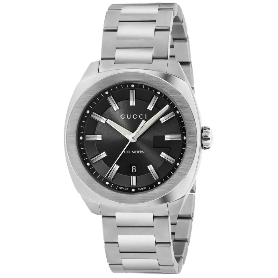 Gucci GG2570 Man's Black Dial Stainless Steel Watch