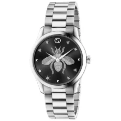 Gucci G-Timeless 38mm Black Dial Steel Bracelet Watch