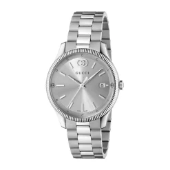 Gucci G-Timeless 38mm Silver Dial Stainless Steel Bracelet Watch