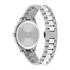 Gucci G-Timeless 38mm Silver Dial Stainless Steel Bracelet Watch