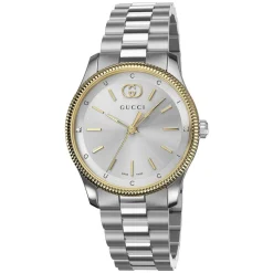Gucci G-Timeless Quartz 29mm Silver Dial Diamond Dots Steel Bracelet Watch