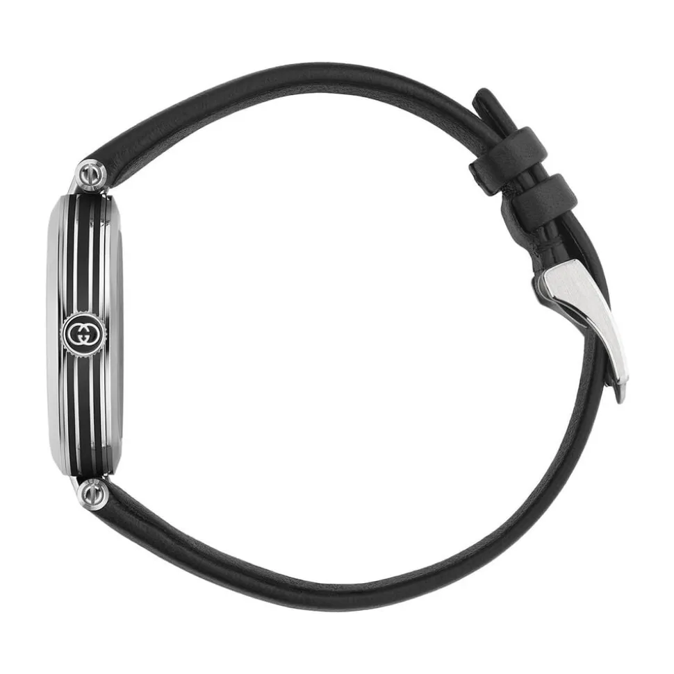Gucci Model 2000 30mm Black Dial Leather Strap Watch
