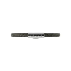 Gucci Trademark Supreme Dark Grey & Black Canvas Sterling Silver Tag Bracelet (Size XL, 19cm)