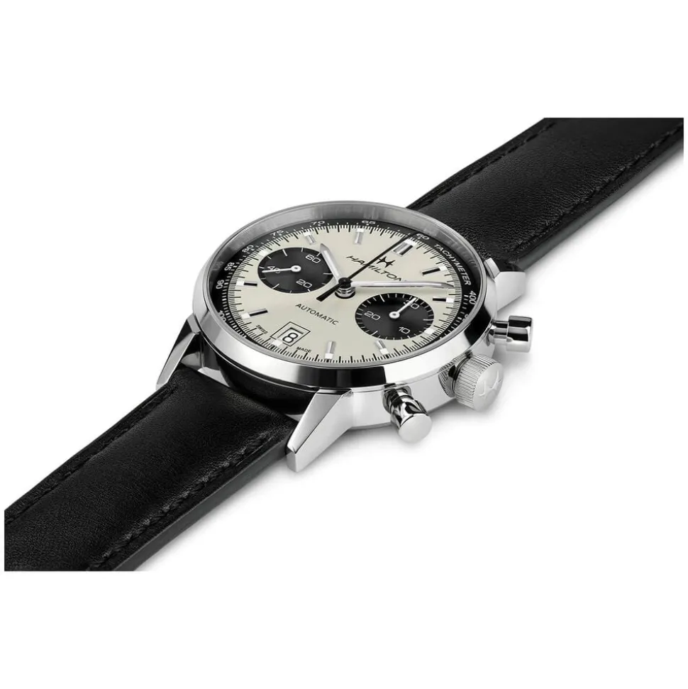 Hamilton American Classic Intra-Matic Auto 40mm Panda Dial Black Leather Strap Watch