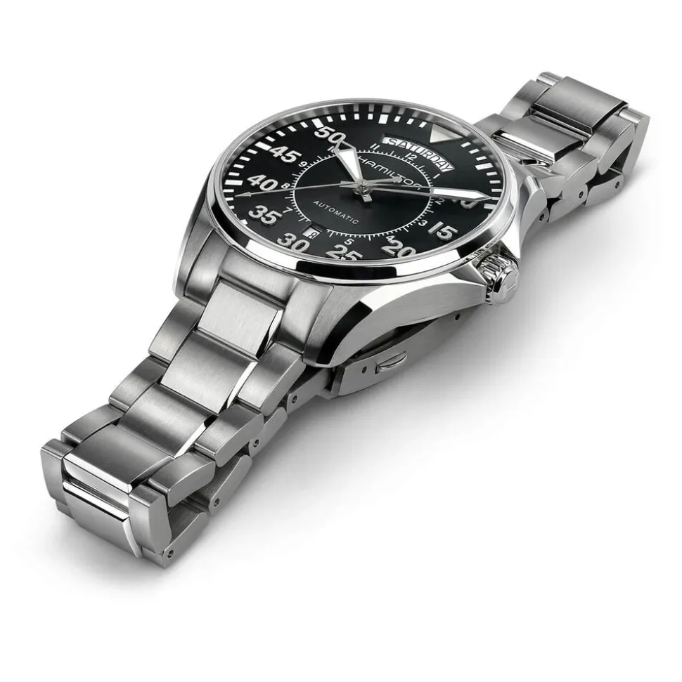 Hamilton Khaki Aviation Pilot Day Date Auto 42mm Black Dial Steel Case & Bracelet Watch