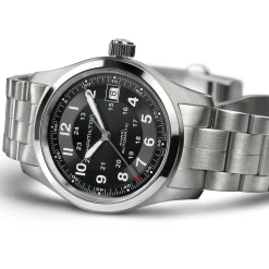 Hamilton Khaki Field Auto 38mm Black Steel Case Black Strap Watch