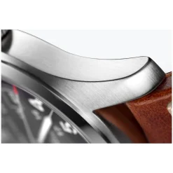 Hamilton Khaki Field Auto 42mm Black Dial Steel Case Brown Strap Watch
