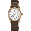 Hamilton Khaki Field Mechanical Bronze 38mm White Dial Brown Leather Strap Watch