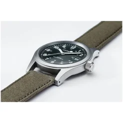 Hamilton Khaki Field Mechanical 38mm Green Dial Steel Case Green Canvas Strap Watch