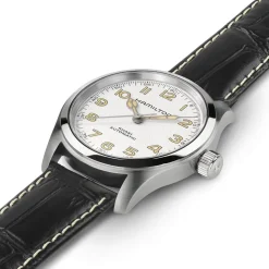 Hamilton Khaki Field Murph 38mm White Dial Steel Case Black Leather Bracelet Watch