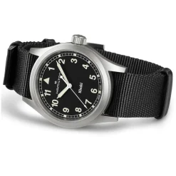 Hamilton Khaki Field Quartz 38mm Black Dial Steel Case Black Strap Watch