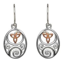 House of Lor 9ct Irish Gold Trinity Knot Sterling Silver Celtic Earrings