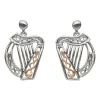 House of Lor 9ct Irish Rose Gold and Silver Celtic Knot Harp Earrings