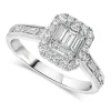 Kathy De Stafford 18ct White Gold ''Athena'' Rectangular Halo Bag Round Shoulders 0.40ct Ring