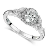 Kathy De Stafford 18ct White Gold ''Layla'' Oval Halo With Side Stone 0.75ct Ring