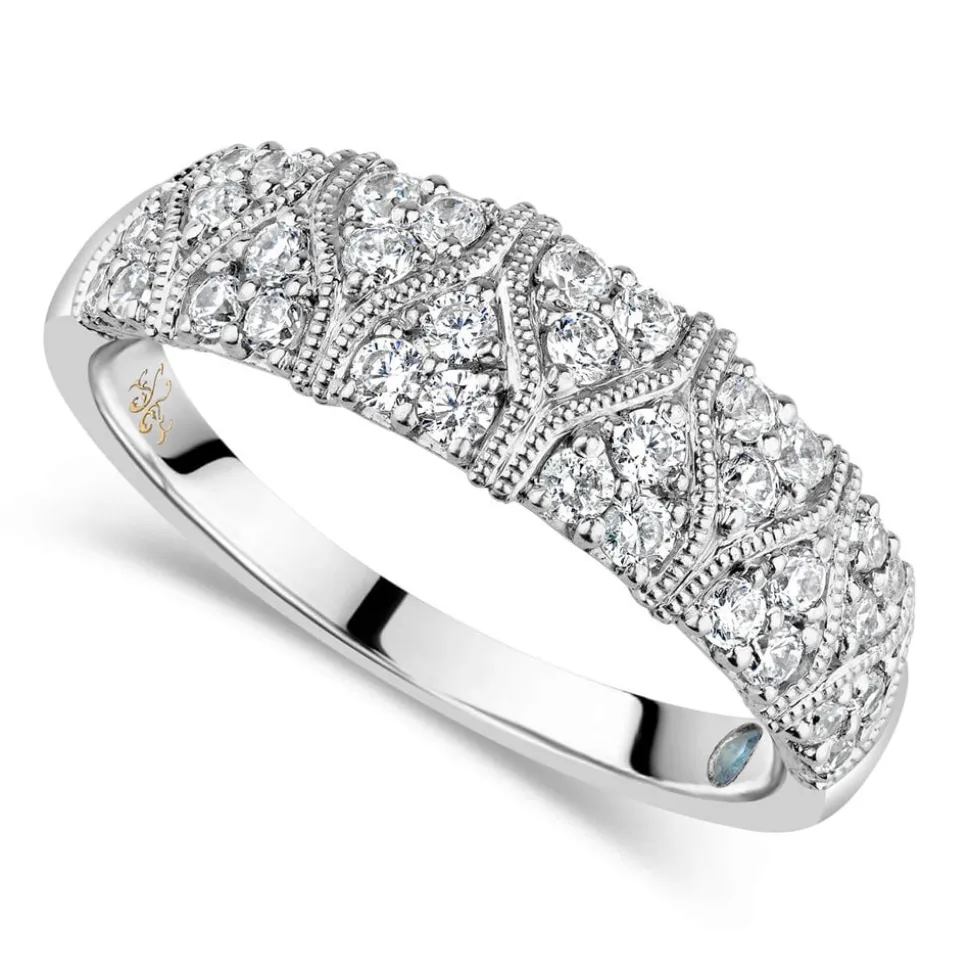 Kathy De Stafford 18ct White Gold 0.50 Carat Diamond Antique Pave Ring