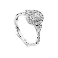Kathy de Stafford 18ct White Gold Halle Oval Cluster with 0.75ct Sides Stone Set Shoulders Ring