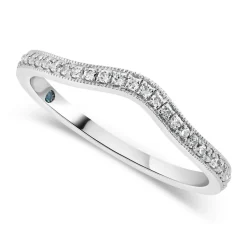 Kathy de Stafford 18ct White Gold Milgrain Dip Ring 0.16ct
