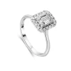 Kathy De Stafford 18ct White Gold &lsquo;Megan&rsquo; Rectangular Baguette Centre Cluster 0.45 Carat Ring