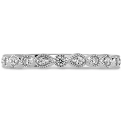 Kathy de Stafford 18ct White Gold Freya Vintage Pave Round Marquise Diamond 0.10ct Wedding Ring