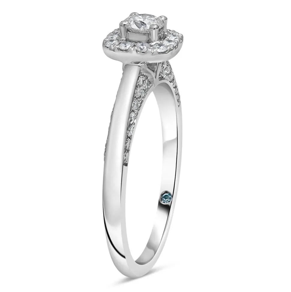 Kathy De Stafford 18ct White Gold 'Anjelica' Square Set Halo & Pave Diamond Bridge 0.50ct Ring