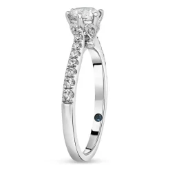 Kathy De Stafford 18ct White Gold 'Sasha' Diamond 6 Claw Solitaire & Pave Shoulders 0.75ct Ring