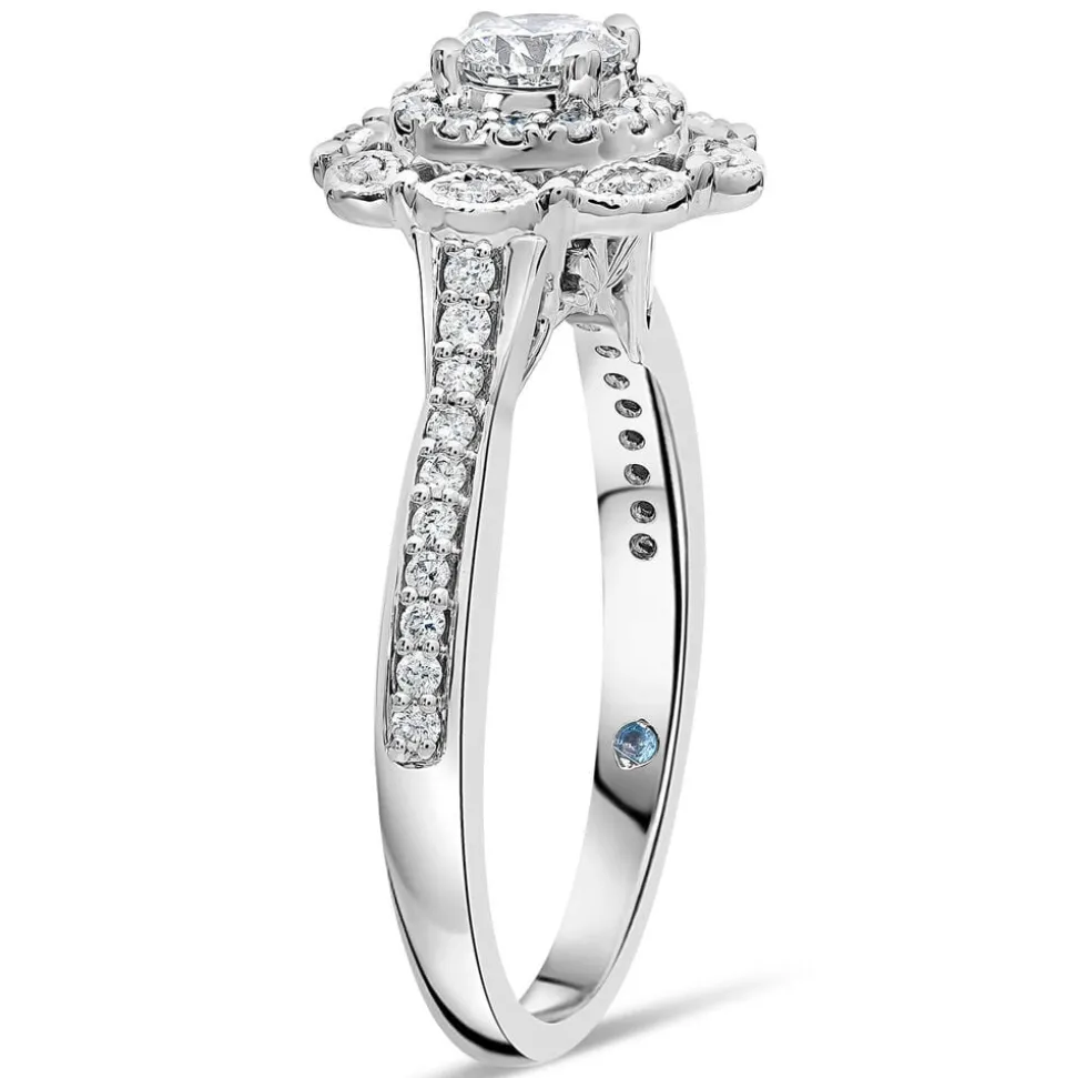 Kathy De Stafford 18ct White Gold ''Esme'' Round Double Halo 0.50ct Ring
